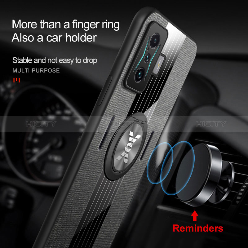 Silikon Hülle Handyhülle Ultra Dünn Schutzhülle Tasche Flexible mit Magnetisch Fingerring Ständer X01L für Xiaomi Poco F4 GT 5G