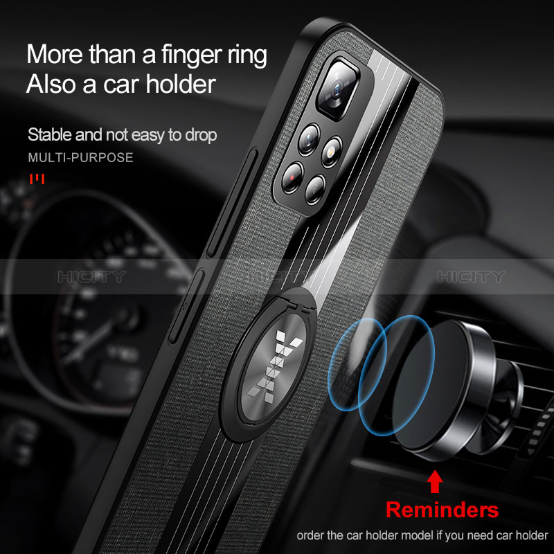 Silikon Hülle Handyhülle Ultra Dünn Schutzhülle Tasche Flexible mit Magnetisch Fingerring Ständer X01L für Xiaomi Poco M4 Pro 5G groß