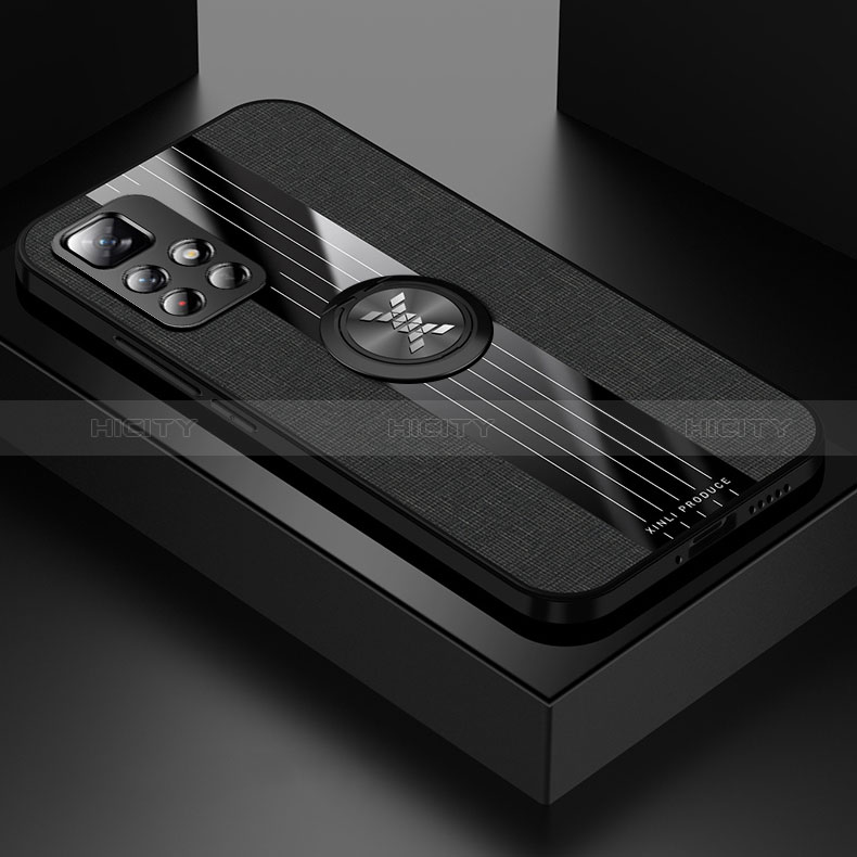 Silikon Hülle Handyhülle Ultra Dünn Schutzhülle Tasche Flexible mit Magnetisch Fingerring Ständer X01L für Xiaomi Poco M4 Pro 5G groß
