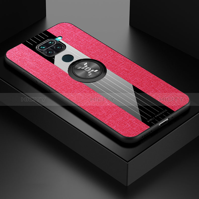 Silikon Hülle Handyhülle Ultra Dünn Schutzhülle Tasche Flexible mit Magnetisch Fingerring Ständer X01L für Xiaomi Redmi 10X 4G Rot