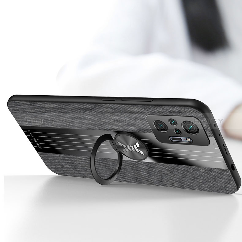 Silikon Hülle Handyhülle Ultra Dünn Schutzhülle Tasche Flexible mit Magnetisch Fingerring Ständer X01L für Xiaomi Redmi Note 10 Pro Max