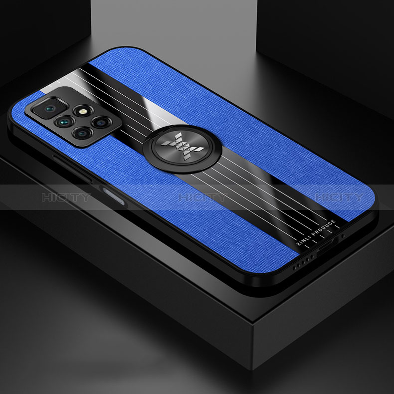 Silikon Hülle Handyhülle Ultra Dünn Schutzhülle Tasche Flexible mit Magnetisch Fingerring Ständer X01L für Xiaomi Redmi Note 11 4G (2021) groß