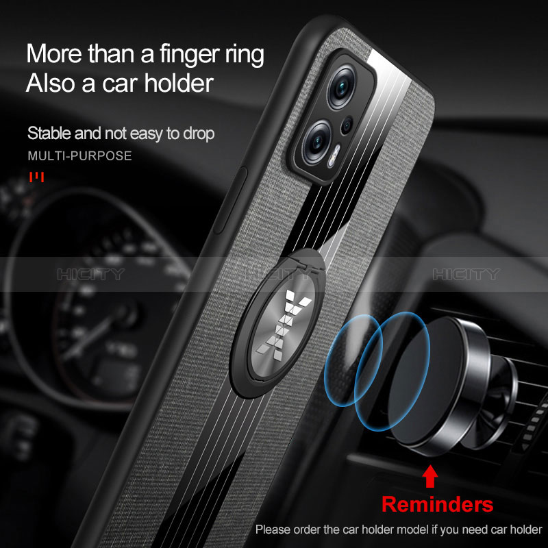 Silikon Hülle Handyhülle Ultra Dünn Schutzhülle Tasche Flexible mit Magnetisch Fingerring Ständer X01L für Xiaomi Redmi Note 11T Pro 5G
