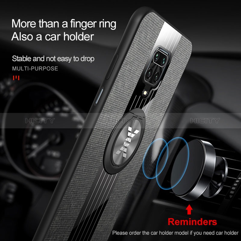 Silikon Hülle Handyhülle Ultra Dünn Schutzhülle Tasche Flexible mit Magnetisch Fingerring Ständer X01L für Xiaomi Redmi Note 9 Pro Max