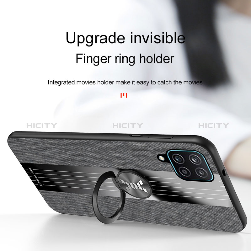 Silikon Hülle Handyhülle Ultra Dünn Schutzhülle Tasche Flexible mit Magnetisch Fingerring Ständer X02L für Samsung Galaxy A12 5G