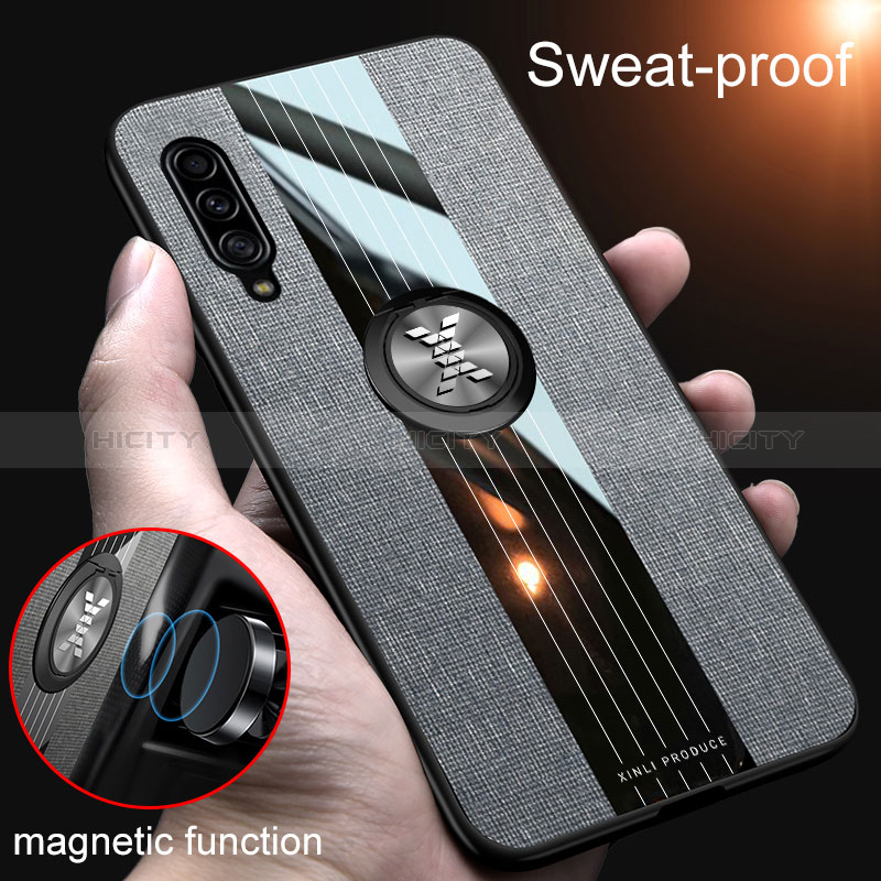 Silikon Hülle Handyhülle Ultra Dünn Schutzhülle Tasche Flexible mit Magnetisch Fingerring Ständer X02L für Samsung Galaxy A90 5G