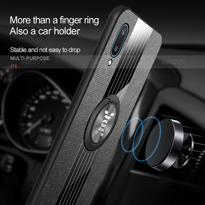 Silikon Hülle Handyhülle Ultra Dünn Schutzhülle Tasche Flexible mit Magnetisch Fingerring Ständer X02L für Samsung Galaxy M02