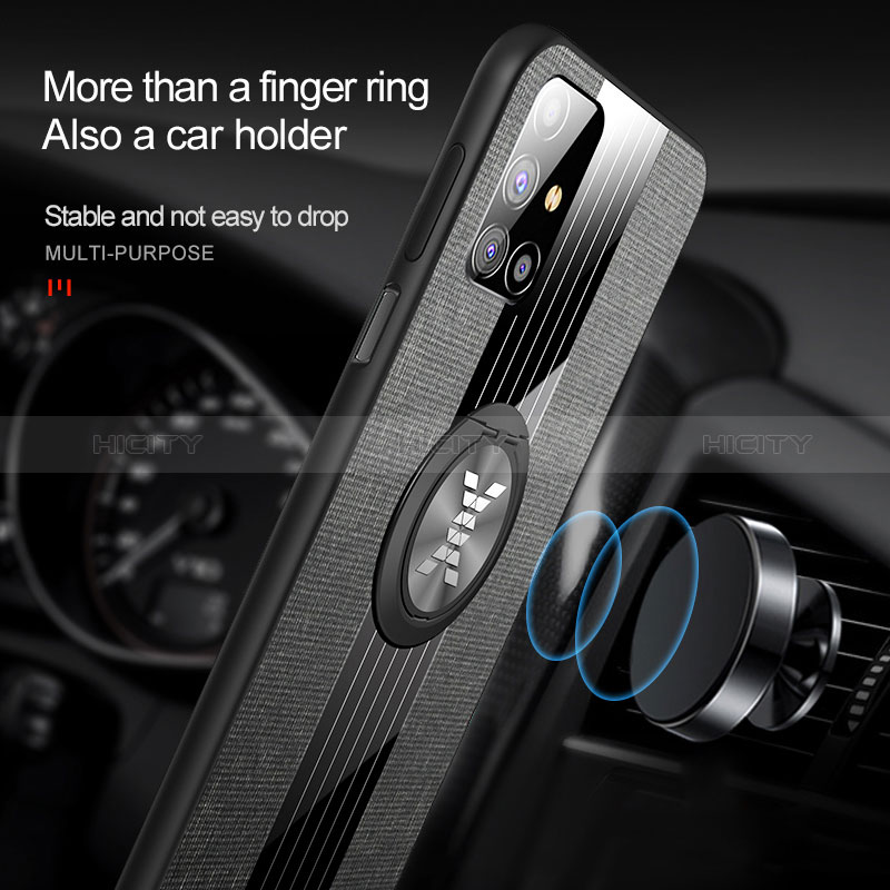 Silikon Hülle Handyhülle Ultra Dünn Schutzhülle Tasche Flexible mit Magnetisch Fingerring Ständer X02L für Samsung Galaxy M31s groß