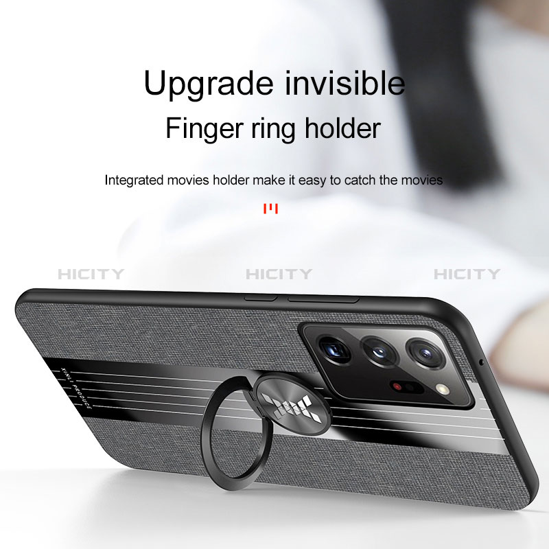 Silikon Hülle Handyhülle Ultra Dünn Schutzhülle Tasche Flexible mit Magnetisch Fingerring Ständer X02L für Samsung Galaxy Note 20 Ultra 5G groß