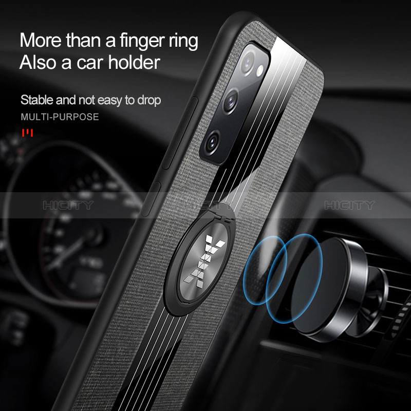 Silikon Hülle Handyhülle Ultra Dünn Schutzhülle Tasche Flexible mit Magnetisch Fingerring Ständer X02L für Samsung Galaxy S20 FE 4G groß