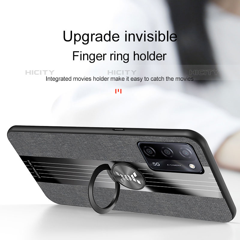 Silikon Hülle Handyhülle Ultra Dünn Schutzhülle Tasche Flexible mit Magnetisch Fingerring Ständer X03L für Oppo A55 5G groß