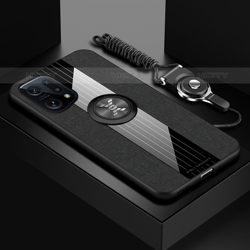 Silikon Hülle Handyhülle Ultra Dünn Schutzhülle Tasche Flexible mit Magnetisch Fingerring Ständer X03L für Oppo Find X5 Pro 5G