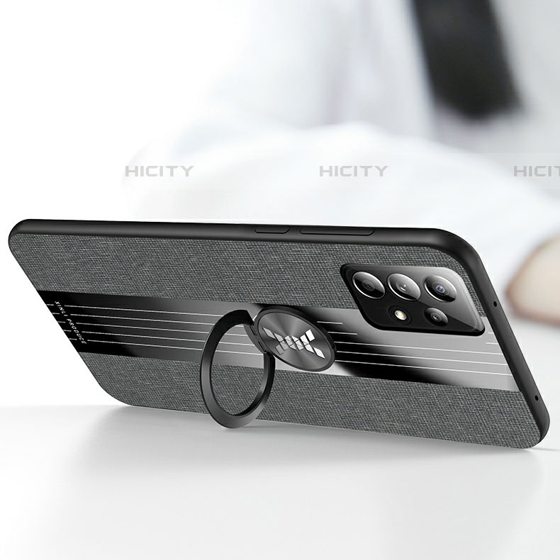 Silikon Hülle Handyhülle Ultra Dünn Schutzhülle Tasche Flexible mit Magnetisch Fingerring Ständer X03L für Samsung Galaxy A73 5G groß