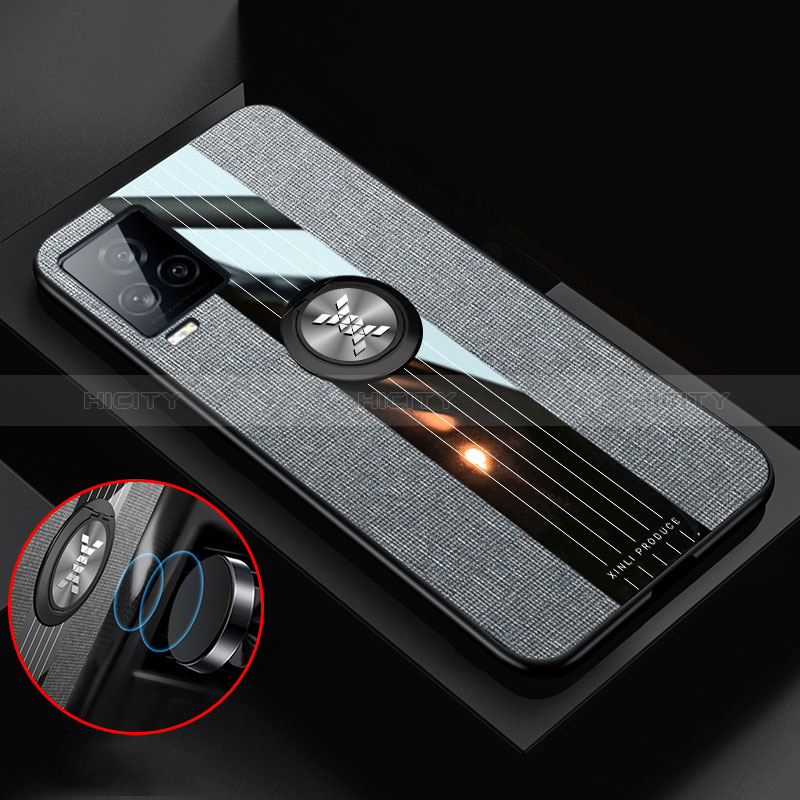 Silikon Hülle Handyhülle Ultra Dünn Schutzhülle Tasche Flexible mit Magnetisch Fingerring Ständer X03L für Vivo iQOO 7 Legend 5G