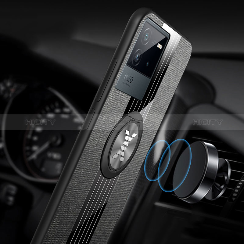 Silikon Hülle Handyhülle Ultra Dünn Schutzhülle Tasche Flexible mit Magnetisch Fingerring Ständer X03L für Vivo iQOO Neo6 5G