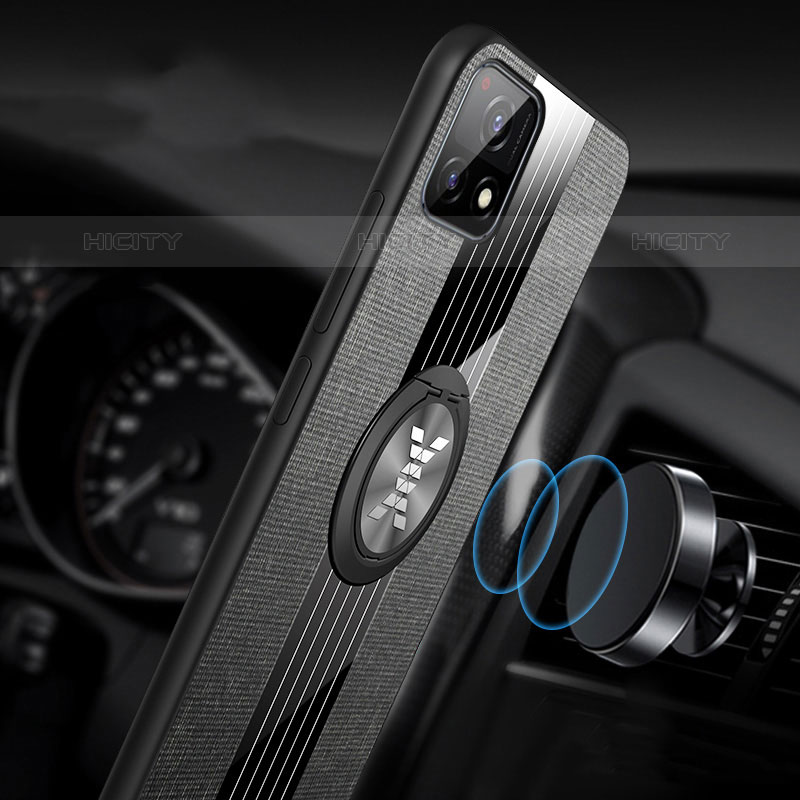 Silikon Hülle Handyhülle Ultra Dünn Schutzhülle Tasche Flexible mit Magnetisch Fingerring Ständer X03L für Vivo iQOO U3 5G