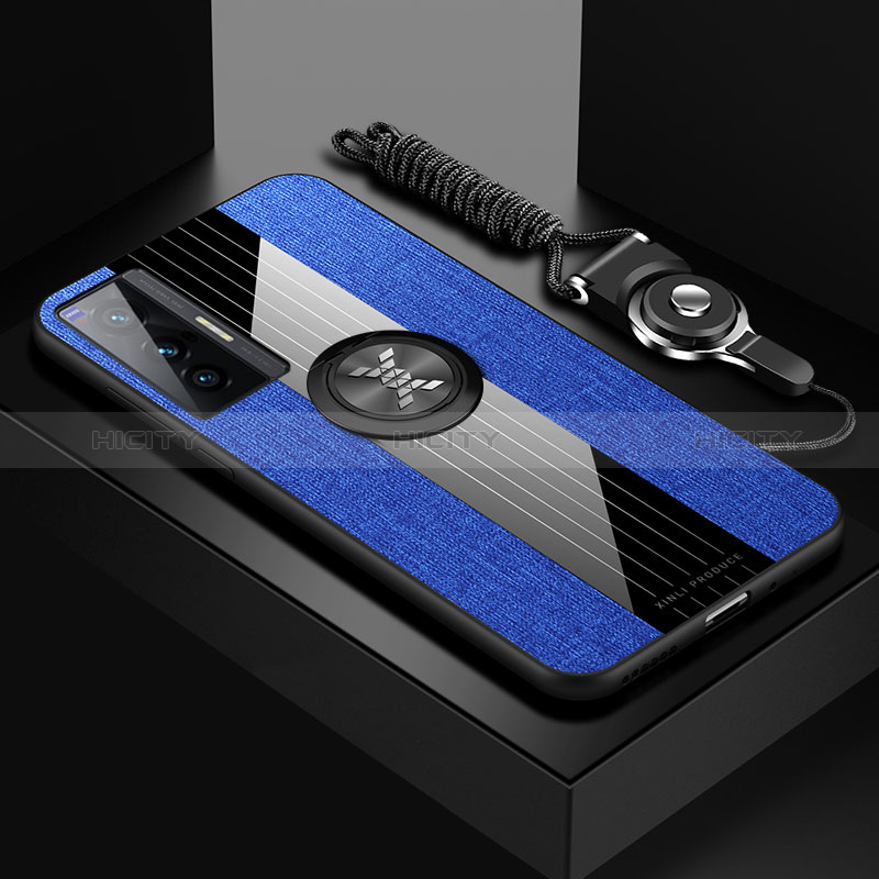 Silikon Hülle Handyhülle Ultra Dünn Schutzhülle Tasche Flexible mit Magnetisch Fingerring Ständer X03L für Vivo X70 5G