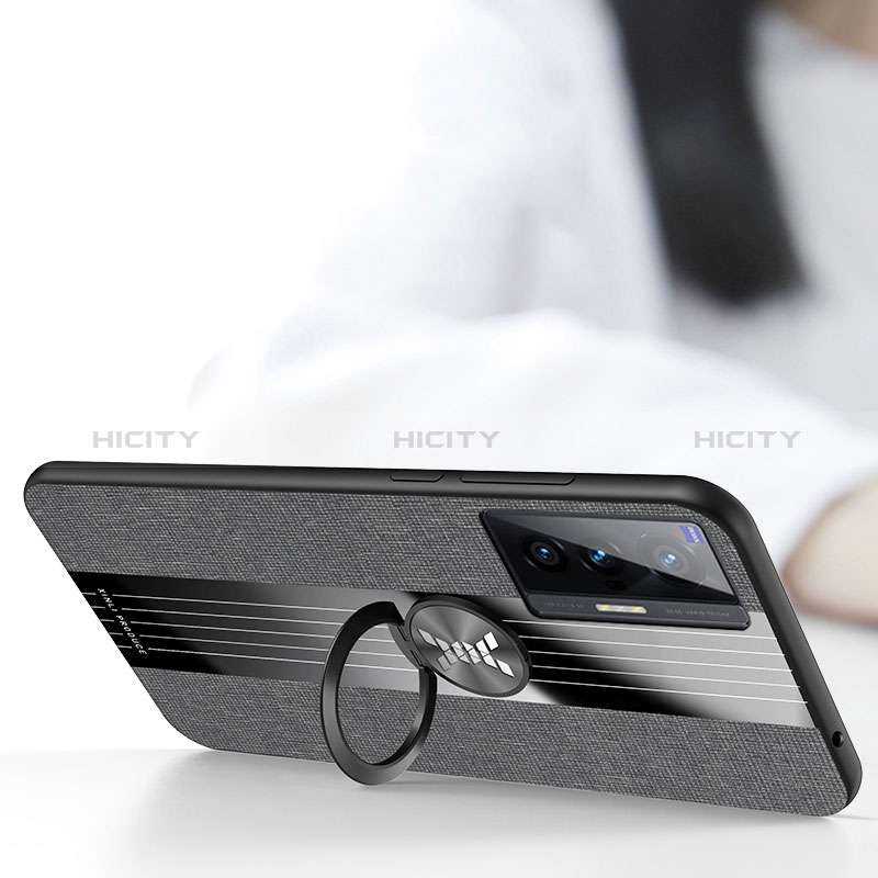 Silikon Hülle Handyhülle Ultra Dünn Schutzhülle Tasche Flexible mit Magnetisch Fingerring Ständer X03L für Vivo X70 5G