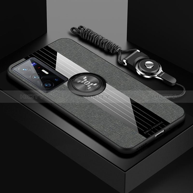 Silikon Hülle Handyhülle Ultra Dünn Schutzhülle Tasche Flexible mit Magnetisch Fingerring Ständer X03L für Vivo X70 Pro+ Plus 5G groß