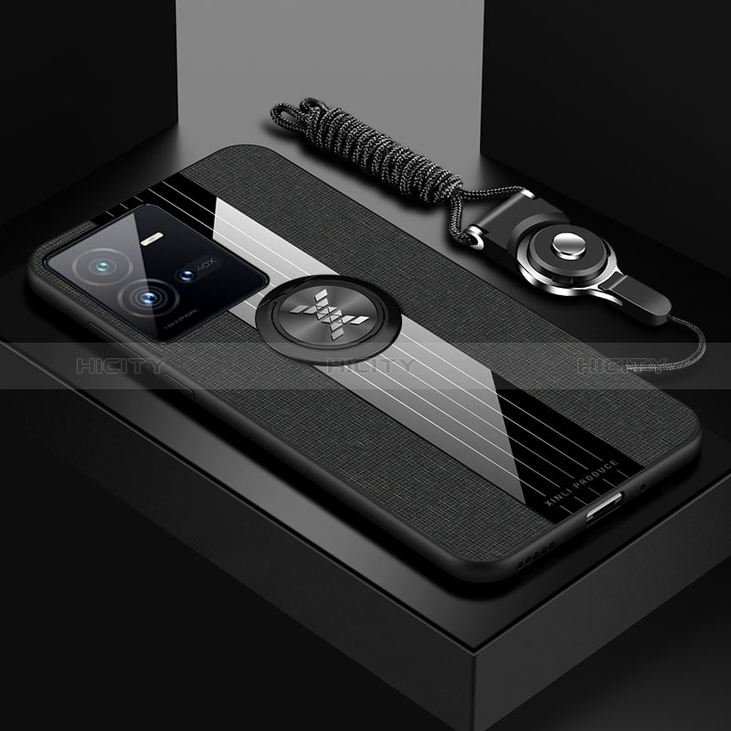 Silikon Hülle Handyhülle Ultra Dünn Schutzhülle Tasche Flexible mit Magnetisch Fingerring Ständer X03L für Vivo X80 Lite 5G groß