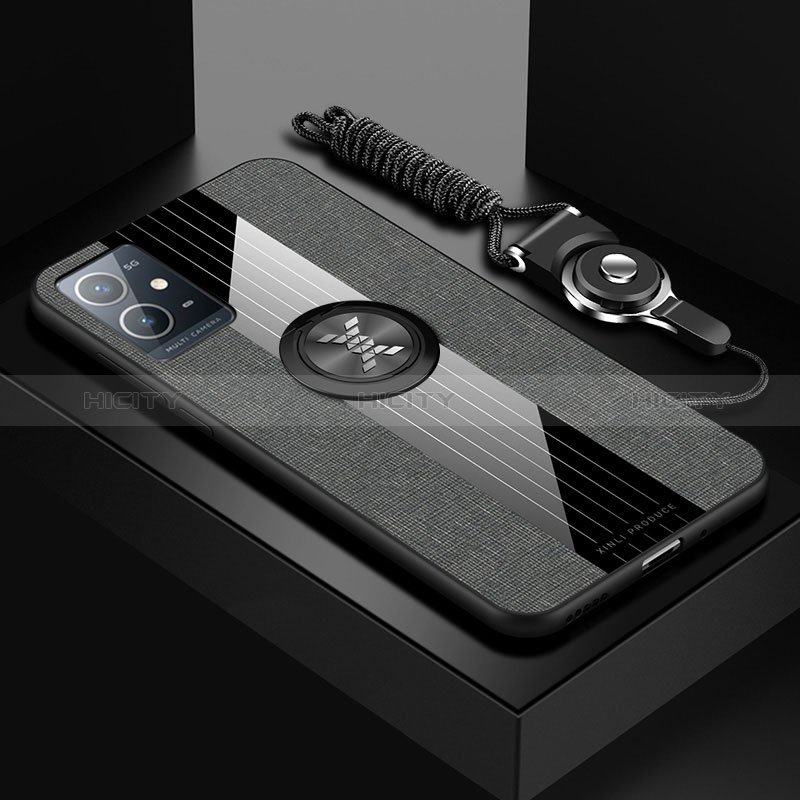 Silikon Hülle Handyhülle Ultra Dünn Schutzhülle Tasche Flexible mit Magnetisch Fingerring Ständer X03L für Vivo Y30 5G groß