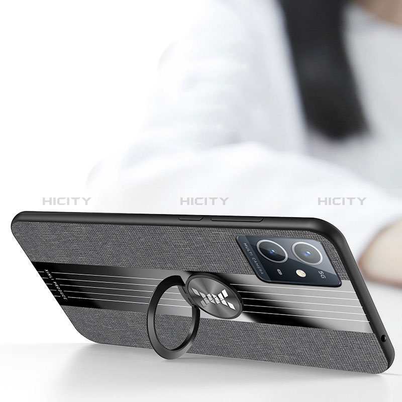 Silikon Hülle Handyhülle Ultra Dünn Schutzhülle Tasche Flexible mit Magnetisch Fingerring Ständer X03L für Vivo Y30 5G groß