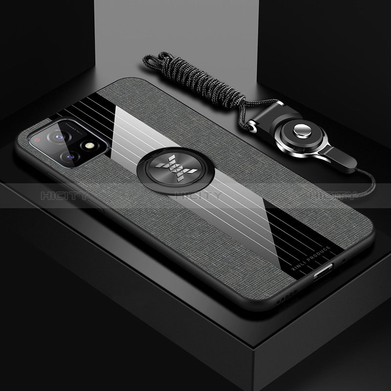Silikon Hülle Handyhülle Ultra Dünn Schutzhülle Tasche Flexible mit Magnetisch Fingerring Ständer X03L für Vivo Y31s 5G groß