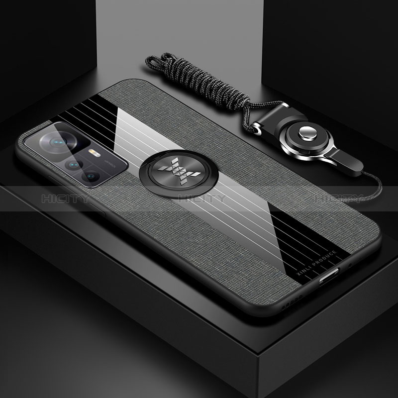 Silikon Hülle Handyhülle Ultra Dünn Schutzhülle Tasche Flexible mit Magnetisch Fingerring Ständer X03L für Xiaomi Mi 12T 5G Grau