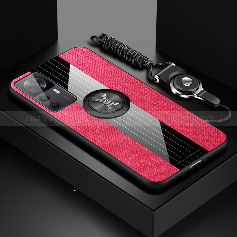 Silikon Hülle Handyhülle Ultra Dünn Schutzhülle Tasche Flexible mit Magnetisch Fingerring Ständer X03L für Xiaomi Mi 12T 5G Rot