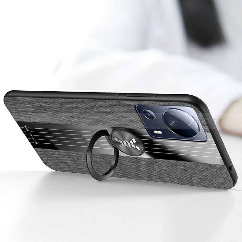 Silikon Hülle Handyhülle Ultra Dünn Schutzhülle Tasche Flexible mit Magnetisch Fingerring Ständer X03L für Xiaomi Mi 13 Lite 5G groß