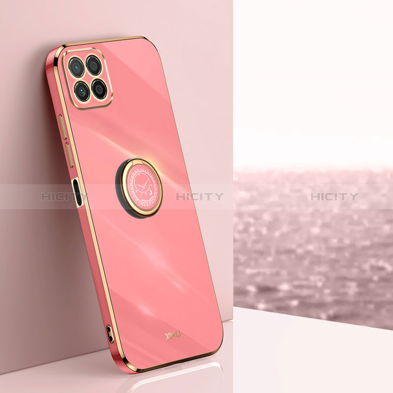 Silikon Hülle Handyhülle Ultra Dünn Schutzhülle Tasche Flexible mit Magnetisch Fingerring Ständer XL1 für Huawei Honor 70 Lite 5G Pink