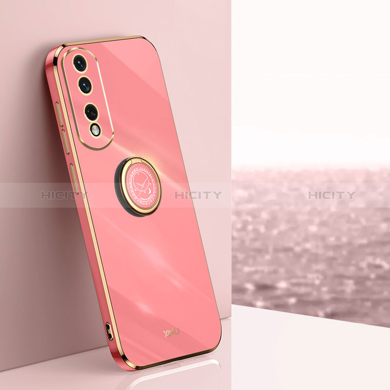 Silikon Hülle Handyhülle Ultra Dünn Schutzhülle Tasche Flexible mit Magnetisch Fingerring Ständer XL1 für Huawei Honor 80 Pro 5G Pink