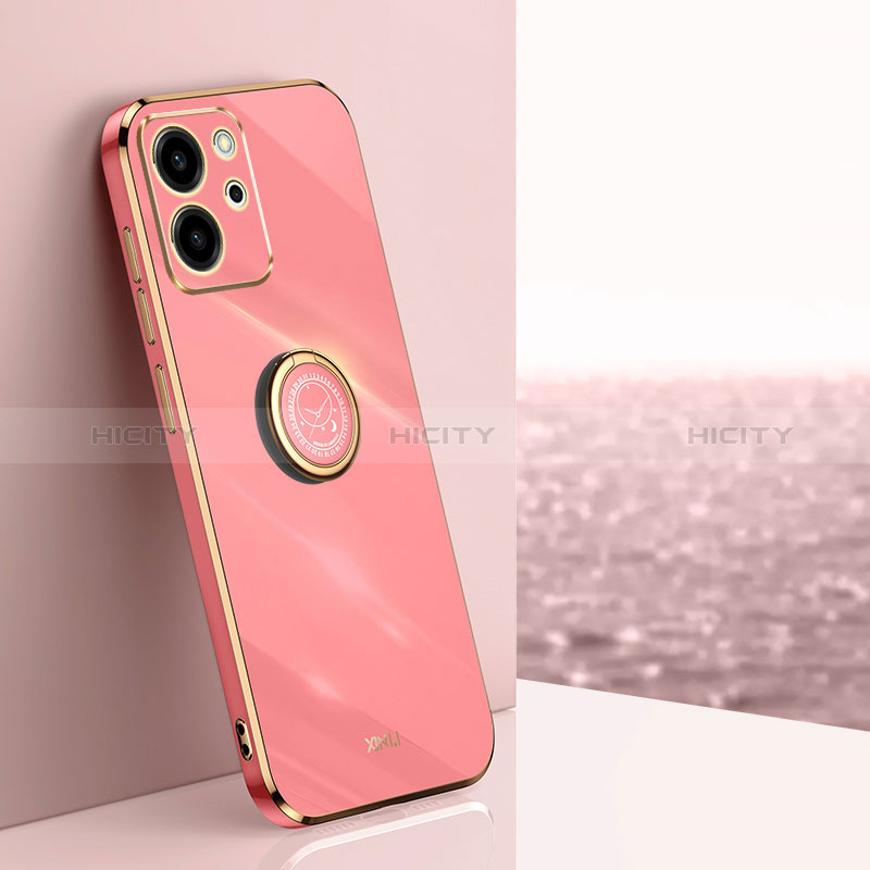 Silikon Hülle Handyhülle Ultra Dünn Schutzhülle Tasche Flexible mit Magnetisch Fingerring Ständer XL1 für Huawei Honor 80 SE 5G Pink