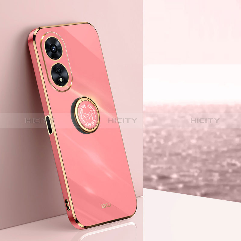 Silikon Hülle Handyhülle Ultra Dünn Schutzhülle Tasche Flexible mit Magnetisch Fingerring Ständer XL1 für Oppo A1 5G Pink Plus