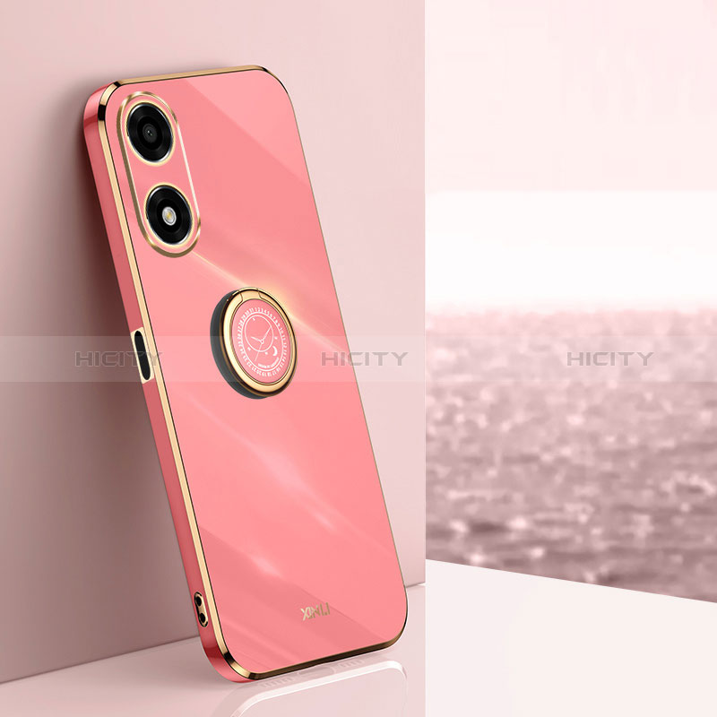 Silikon Hülle Handyhülle Ultra Dünn Schutzhülle Tasche Flexible mit Magnetisch Fingerring Ständer XL1 für Oppo A2x 5G Pink