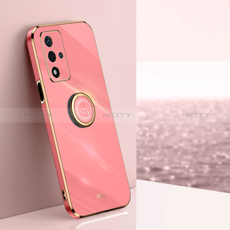 Silikon Hülle Handyhülle Ultra Dünn Schutzhülle Tasche Flexible mit Magnetisch Fingerring Ständer XL1 für Oppo A93s 5G Pink