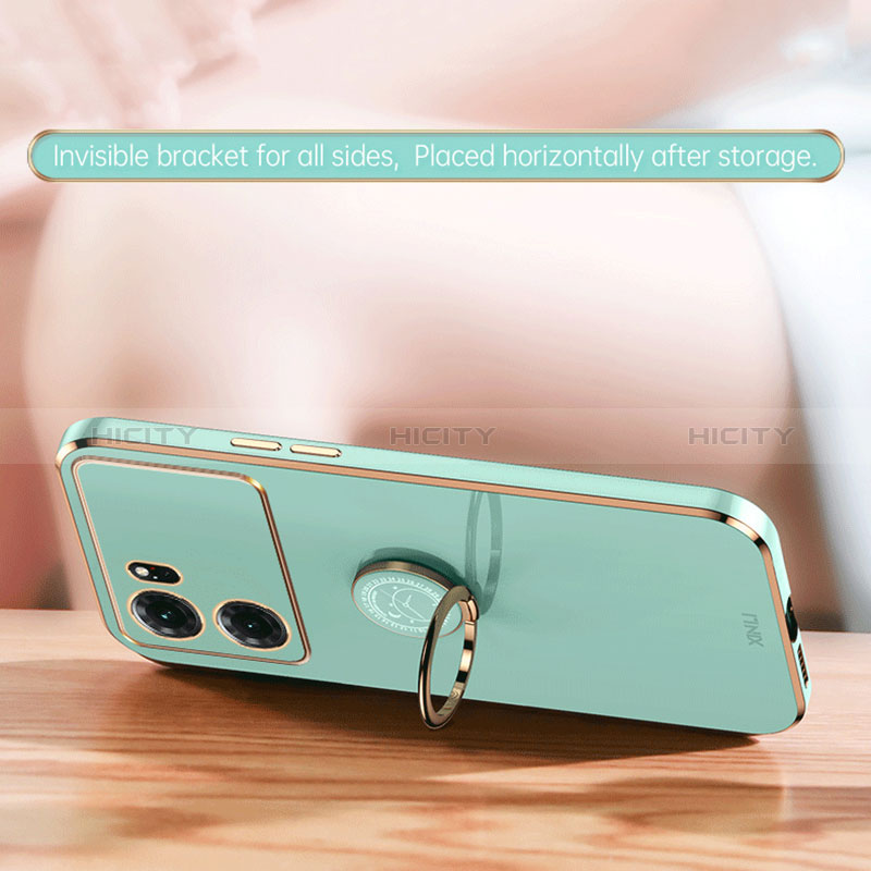 Silikon Hülle Handyhülle Ultra Dünn Schutzhülle Tasche Flexible mit Magnetisch Fingerring Ständer XL1 für Oppo K10 5G groß