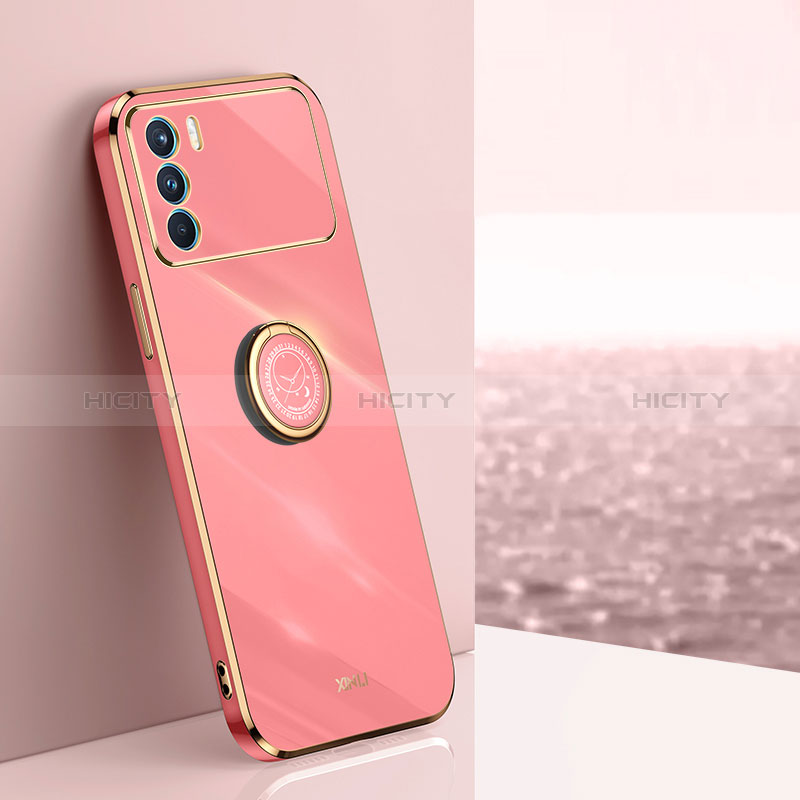 Silikon Hülle Handyhülle Ultra Dünn Schutzhülle Tasche Flexible mit Magnetisch Fingerring Ständer XL1 für Oppo K9 Pro 5G Pink