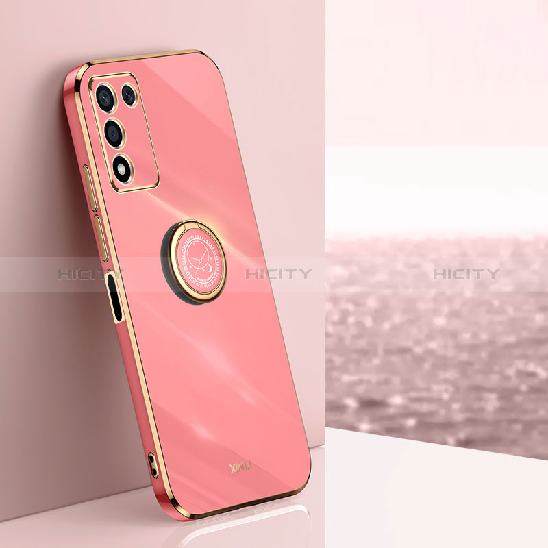 Silikon Hülle Handyhülle Ultra Dünn Schutzhülle Tasche Flexible mit Magnetisch Fingerring Ständer XL1 für Oppo K9S 5G Pink Plus