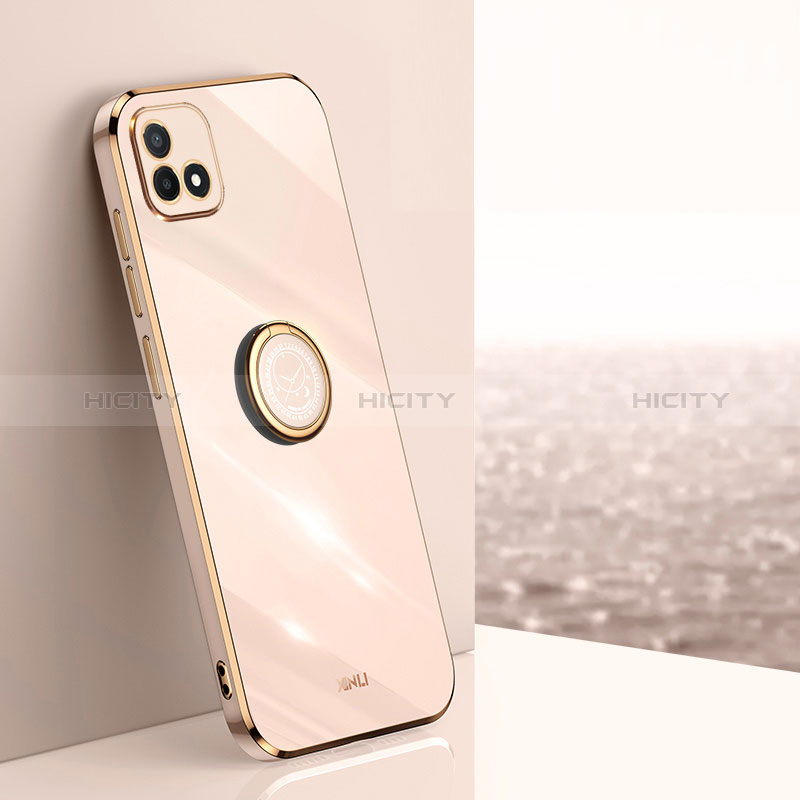 Silikon Hülle Handyhülle Ultra Dünn Schutzhülle Tasche Flexible mit Magnetisch Fingerring Ständer XL1 für Realme C11 (2021) Rosegold