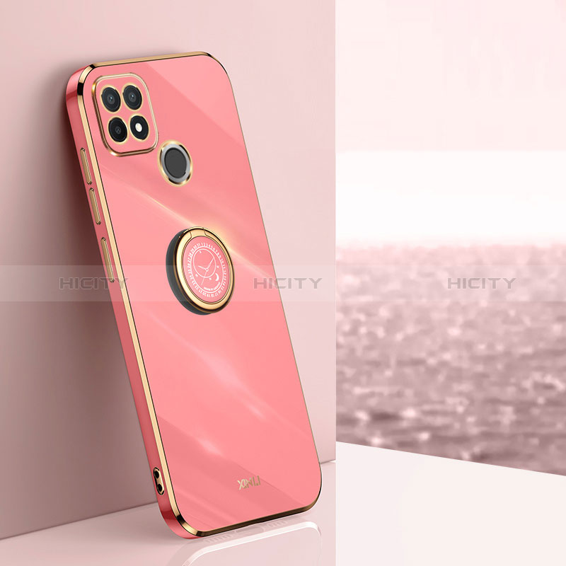 Silikon Hülle Handyhülle Ultra Dünn Schutzhülle Tasche Flexible mit Magnetisch Fingerring Ständer XL1 für Realme C21Y Pink