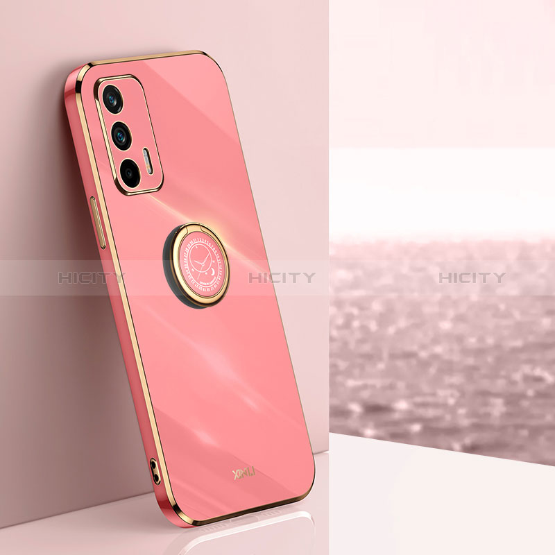 Silikon Hülle Handyhülle Ultra Dünn Schutzhülle Tasche Flexible mit Magnetisch Fingerring Ständer XL1 für Realme GT 5G Pink Plus