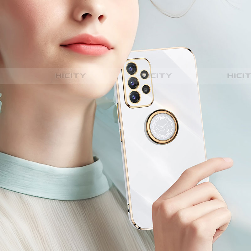 Silikon Hülle Handyhülle Ultra Dünn Schutzhülle Tasche Flexible mit Magnetisch Fingerring Ständer XL1 für Samsung Galaxy A72 4G groß
