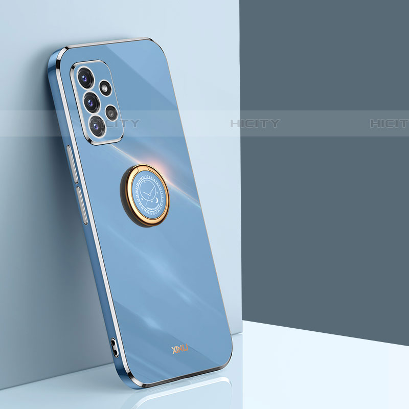 Silikon Hülle Handyhülle Ultra Dünn Schutzhülle Tasche Flexible mit Magnetisch Fingerring Ständer XL1 für Samsung Galaxy A72 5G Blau