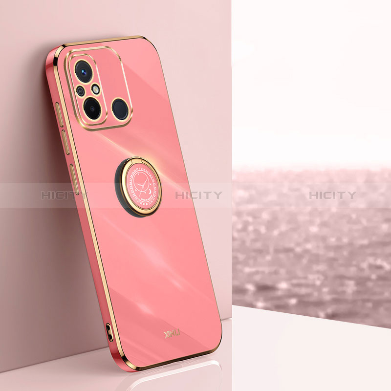 Silikon Hülle Handyhülle Ultra Dünn Schutzhülle Tasche Flexible mit Magnetisch Fingerring Ständer XL1 für Xiaomi Poco C55 Pink Plus