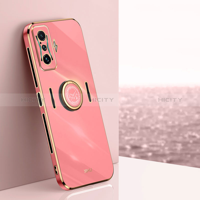 Silikon Hülle Handyhülle Ultra Dünn Schutzhülle Tasche Flexible mit Magnetisch Fingerring Ständer XL1 für Xiaomi Poco F4 GT 5G Pink