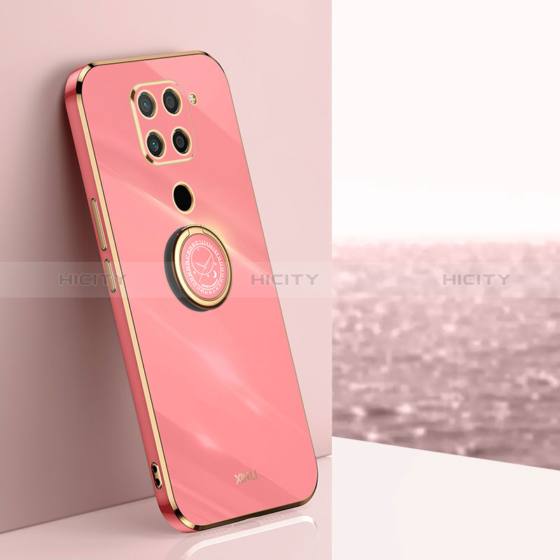 Silikon Hülle Handyhülle Ultra Dünn Schutzhülle Tasche Flexible mit Magnetisch Fingerring Ständer XL1 für Xiaomi Redmi 10X 4G Pink