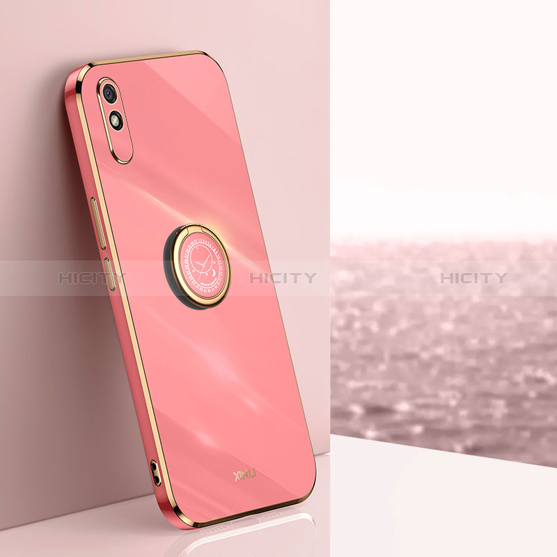 Silikon Hülle Handyhülle Ultra Dünn Schutzhülle Tasche Flexible mit Magnetisch Fingerring Ständer XL1 für Xiaomi Redmi 9A Pink Plus