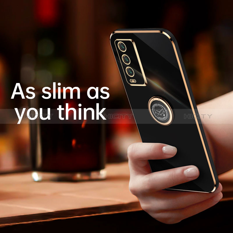 Silikon Hülle Handyhülle Ultra Dünn Schutzhülle Tasche Flexible mit Magnetisch Fingerring Ständer XL1 für Xiaomi Redmi 9T 4G groß