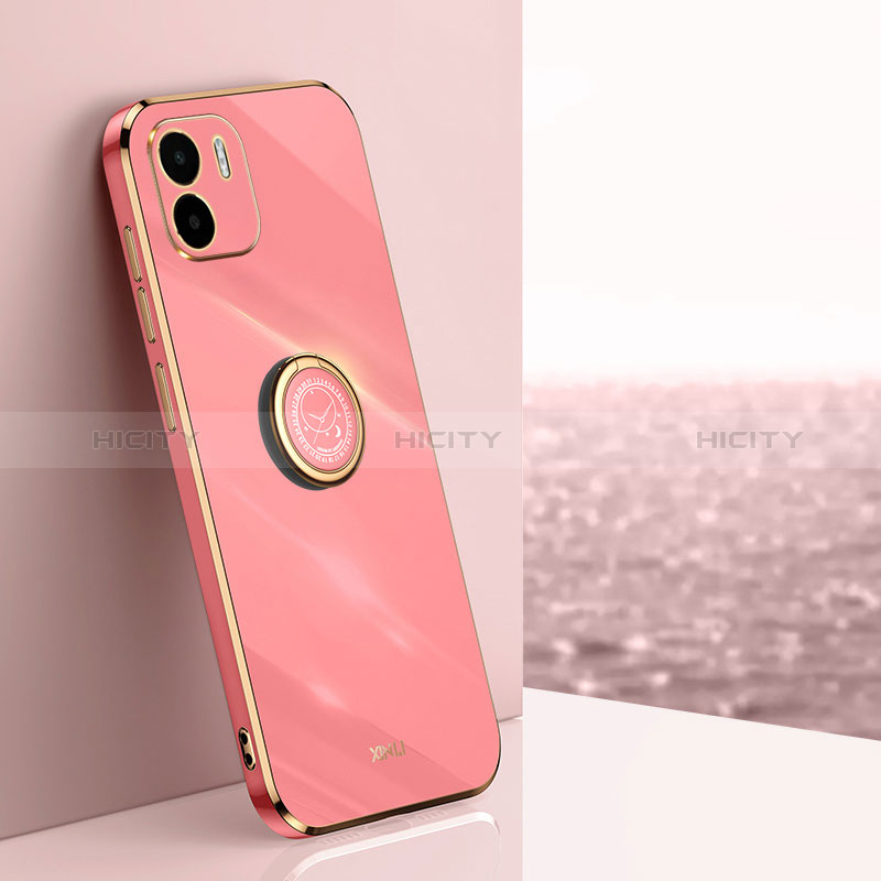 Silikon Hülle Handyhülle Ultra Dünn Schutzhülle Tasche Flexible mit Magnetisch Fingerring Ständer XL1 für Xiaomi Redmi A1 Pink